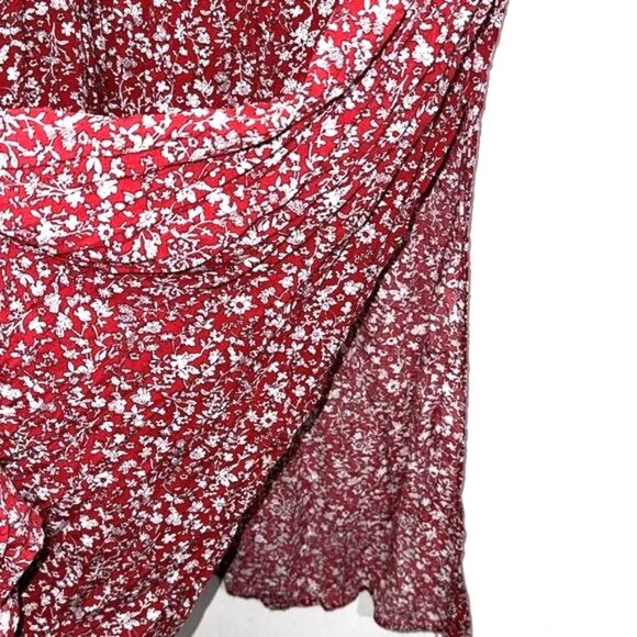 Red Floral Smocked Maxi Dress For Women 4XL 100% Rayon Lightweight & Stretchy Fa - Picture 9 of 12
